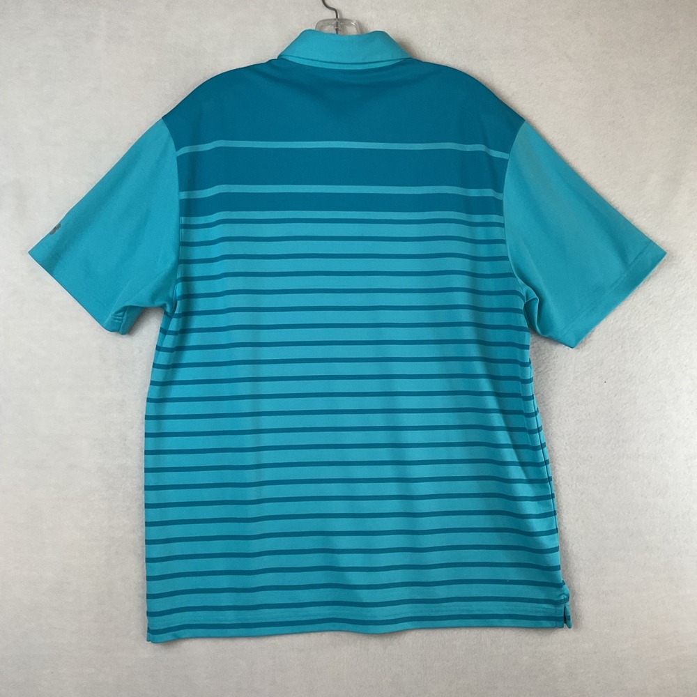 Under Armour Mens HeatGear Loose Stripe Polo Shirt Turquoise Blue L Short Sleeve - Picture 3 of 9